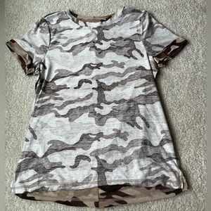 Hem & Thread Camo Cut Edge Top